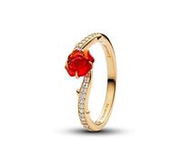 PANDORA Anello Donna Oro Disney La Bella e la Bestia 163984C01, 58/18,5, Argento sterling, Zirconia cubica