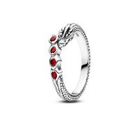 PANDORA Anello Game of Thrones House of the Dragon, in argento Sterling con cristallo rosso salsa, 52