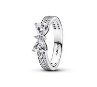 PANDORA Anello in argento da donna con fiocco scintillante, doppia fila 193552C01, 52/16,6, Argento sterling, Zirconia cubica