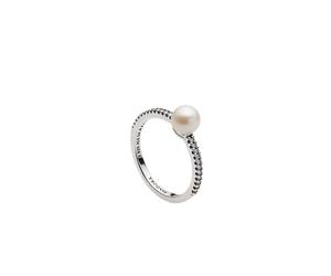 Pandora - Anello in Argento Sterling con Perla d'Acqua Dolce Coltivata Trattata Bianca e Zirconia Cubica Trasparente - - Accessories - Donna - Grigio - 50 MM