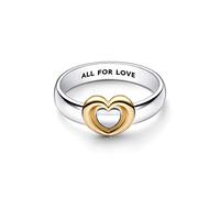 PANDORA Anello Moments con cuore in argento Sterling e placcato in oro 14k, 52