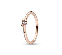 PANDORA Anello Moments con cuore Radiant placcato in oro rosa 14 k con zirconi cubici trasparenti, 60
