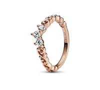 PANDORA Anello Moments Regal con tiara placcato in oro rosa 14 carati con zirconi cubici trasparenti, 50