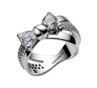 Pandora - Anello Pandora Sparkling Bow Crossover - - Accessories - Donna - Grigio - 50 MM