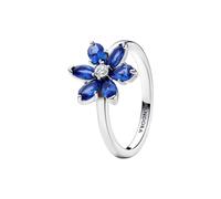 PANDORA Timeless Anello Herbarium Cluster, in argento Sterling con cristallo blu principessa e zirconia cubica trasparente, 50