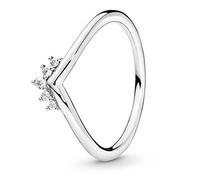 PANDORA Anello Wishbone con tiara in argento Sterling con zirconia cubica trasparente, 50