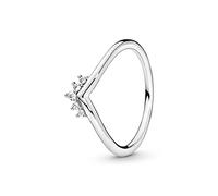 PANDORA Anello Wishbone con tiara in argento Sterling con zirconia cubica trasparente, 52