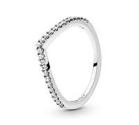 PANDORA Anello Wishbone in argento Sterling brillante con zirconia cubica trasparente, 48