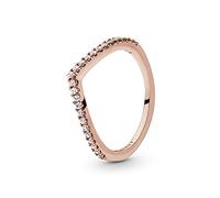 PANDORA Anello Wishbone placcato in oro rosa 14 carati brillante con zirconi cubici trasparenti, 50