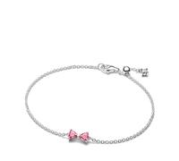 PANDORA Bracciale da donna con fiocco rosa, argento 594234C01, 16 cm, Argento sterling, Zirconia cubica