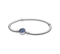 PANDORA Bracciale blu brillante con chiusura a disco e maglia snake in argento Sterling, 16