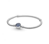 PANDORA Moments Bracciale a disco blu scintillante 599288C01-17 argento