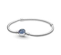 PANDORA Bracciale blu brillante con chiusura a disco e maglia snake in argento Sterling, 21
