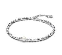 PANDORA Timeless Bracciale Beaded in argento Sterling con perla coltivata d'acqua dolce trattata bianca e zirconia cubica trasparente, 20