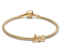 PANDORA Bracciale da donna con ciondolo love scritto a mano, color oro, splendido set di gioielli, regalo romantico come pegno d'amore, confezione multiprodotto 21541 19 cm