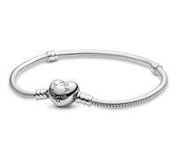 PANDORA Bracciale da donna in argento con chiusura a cuore 594594C00, 17cm, Argento sterling, Non pietra preziosa