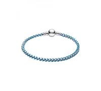 Pandora Moments 593816C01-19 - Bracciale in argento Sterling, combinazione di tessuto e metallo, collezione Moments, lunghezza: 19 cm, 593816C01-19, Argento sterling, Nessuna pietra preziosa