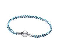 Pandora Moments 593816C01-19 - Bracciale in argento Sterling, combinazione di tessuto e metallo, collezione Moments, lunghezza: 19 cm, 593816C01-19, Argento sterling, Nessuna pietra preziosa