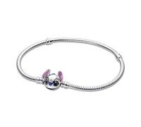 Pandora Disney Stitch 593738C01-19 - Braccialetto a maglia di serpente in argento Sterling, collezione Disney, lunghezza 19 cm, 593738C01-19, Argento sterling, Nessuna pietra preziosa