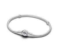 PANDORA Bracciale in maglia snake Moments in maglia snake in argento Sterling con chiusura a forma di rosa, 23