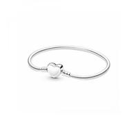 PANDORA Bracciale Snake Chain Sterling Silver Bracelet with engravable Heart Clasp 599206C00-19 Marca, Talla única, Metallo, Nessuna pietra preziosa