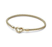 PANDORA Bracciale Moments con catena con borchie placcato in oro 14 carati con chiusura a cuore, 17