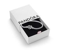 PANDORA Bracciale Moments in maglia snake in argento Sterling con chiusura a forma di cuore con simbolo dell'infinito con zirconi cubici trasparenti, 18