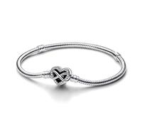 PANDORA Bracciale Moments in maglia snake in argento Sterling con chiusura a forma di cuore con simbolo dell'infinito con zirconi cubici trasparenti, 16