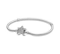 PANDORA Bracciale Moments in maglia snake in argento Sterling con chiusura asimmetrica a stella e zirconi cubici trasparenti, 16