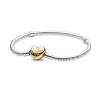 Pandora Bracciale Pandora Moments con design a catena a forma di serpente con chiusura a cuore e pavé 568707C00