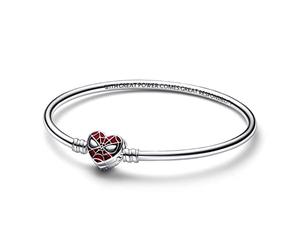 PANDORA Bracciale Spider-Man della Marvel in argento 9 con smalto rosso nero e trasparente, 19