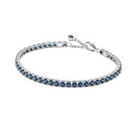 PANDORA Bracciale tennis da donna argento scintillante blu 591469C02, 18 cm, Argento sterling, cristallo