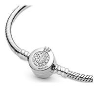 PANDORA Signature Bracciale con corona brillante in maglia snake in argento Sterling con zirconia cubica trasparente, 17
