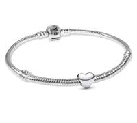 PANDORA Braccialetto da donna con ciondolo a forma di mini cuore, romantico set di gioielli, confezione multiprodotto, argento 925, simbolo d'amore 21492 18 cm