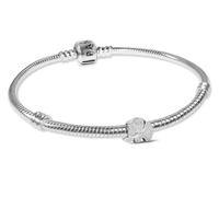 PANDORA Braccialetto da donna con ciondolo a forma di mini elefante, argento sterling 925, set di gioielli alla moda e moderni, confezione multiprodotto 21504 19 cm