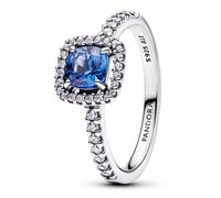 Pandora Bright Blue Square Halo Statement Ring 193555C01