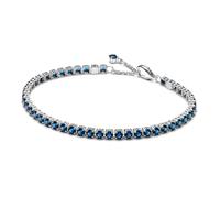 PANDORA Bracciale tennis da donna argento scintillante blu 591469C02, 18 cm, Argento sterling, cristallo