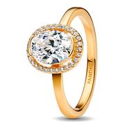 PANDORA Timeless 163802C01-54 - Anello ovale scintillante in argento Sterling placcato oro 14 carati, con zirconi, misura 54, Argento sterling, Zirconia cubica
