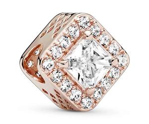 Pandora - Charm a Corona Scintillante Quadrata - - Accessories - Donna - Rosa - ONE SIZE