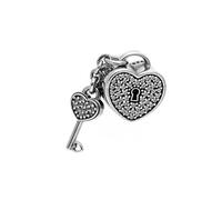 Pandora - Charm Cuore Lucchetto Pavé e Chiave - - Accessories - Donna - Grigio - ONE SIZE