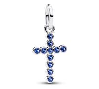 PANDORA Charm D'Argento A Forma Di Croce Con Pietre Blu 794063C01