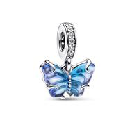 PANDORA Charm In Argento Con Ciondolo Farfalla In Vetro Di Murano Blu 792698C01