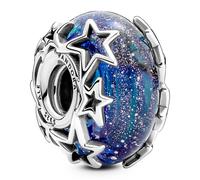 PANDORA Ciondolo Moments in argento Sterling con galassia glitterata in vetro di Murano blu