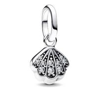 Pandora ME 793855C01 - Ciondolo a forma di conchiglia scintillante, in argento sterling con zirconi, compatibile con Me e Moments, 2,2x10,2x8,2 mm, Argento sterling, Zirconia cubica
