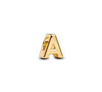 PANDORA Lettera A 763947C00 - Mini ciondolo in argento sterling con placcatura in oro 14 carati, compatibile Moments, dimensioni: 6,1 x 8,2 x 7,5 mm