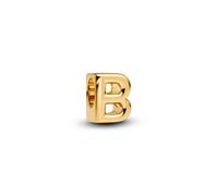 PANDORA Lettera B 763948C00 - Mini ciondolo in argento Sterling placcato oro 14 carati, compatibile Moments, dimensioni: 6,2 x 8,1 x 6,4 mm
