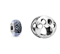 Pandora Charm murano blu scuro 798938C00 argento & Charm impronta digitale 798869C00 argento donna