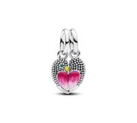 PANDORA Charm Uccelli dell'Amore Ciondolo Divisibile in Argento Sterling 925 con Smaltato, Doppio Ciondolo con Incisione, Compatibile Moments ME, 794484C01