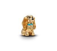 PANDORA Charm Disney Lady 764468C01 - Ciondolo in oro 14 carati, smaltato, con orecchie mobili e mini collana, compatibile con Moments
