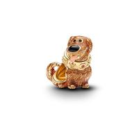 PANDORA Charm Disney Pixar Up Dug 764472C01 - Ciondolo in oro 14 carati, smaltato e cristallo, con incisione I Love You e SQUIRREL, compatibile Moments